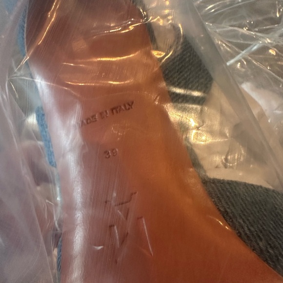 Amina Muaddi Blue Camelia 105 Slingback Pumps - Picture 6 of 12